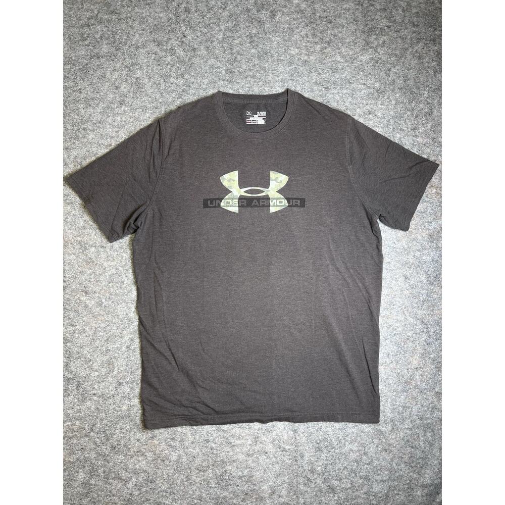 Under Armour Dark Grey T-Shirt With Camo Logo Men’s Size XL